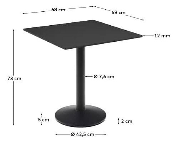 Cтіл La Forma DINA T09010HP01 Чорний 68х68 см-8