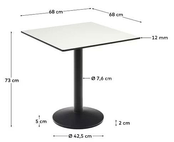 Стіл La Forma DINA T09010HP05 Білий 68х68 см-6
