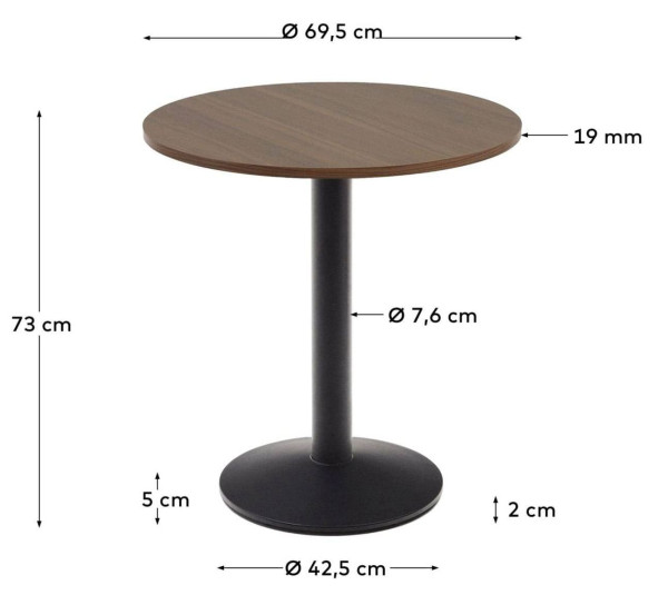 Cтіл La Forma DINA T09010WM41 Горіх Ø 70 см-6