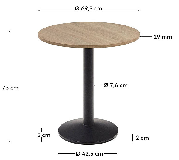 Стіл La Forma DINA T09010WM46 Натуральний Ø 70 см-7