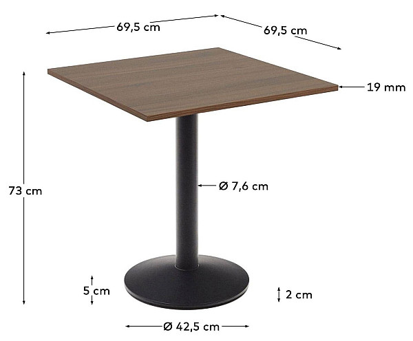 Cтол La Forma DINA T09011WM41 Орех 70х70 см-7