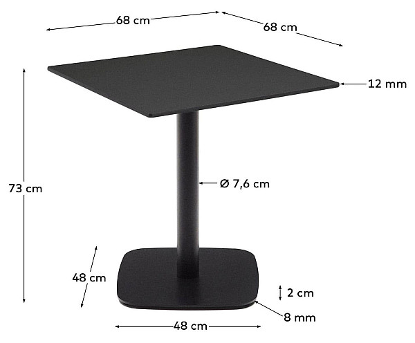 Cтіл La Forma DINA T09012HP01 Чорний 68х68 см-7