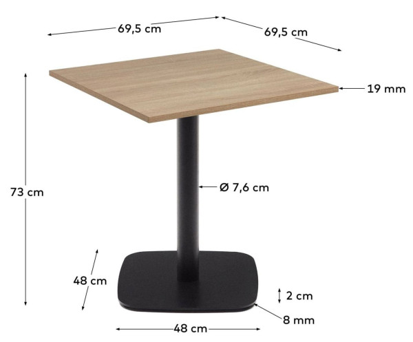 Cтіл La Forma DINA T09012WM41 Натуральний 70х70 см-7