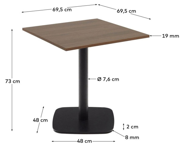 Cтіл La Forma DINA T09012WM46 Горіх 70х70 см-7