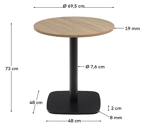 Стіл La Forma DINA T09031WM46 Натуральний Ø 70 см-7
