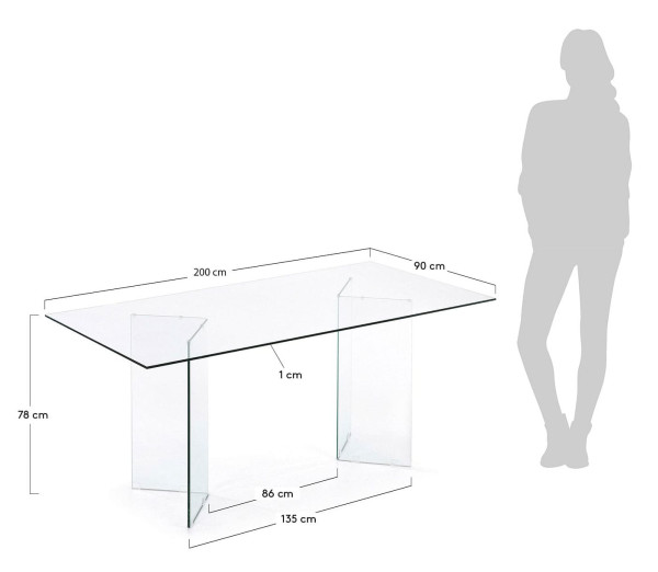 Обеденный стол La Forma BURANO T0100048CC07 Прозрачный 200 x 90 см-9