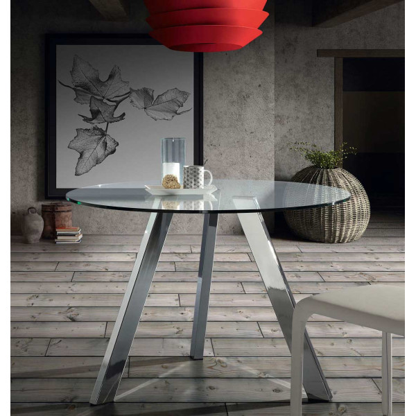 Обеденный стол La Forma COLUMBIA Прозрачный-хром C083C07 110 см-0