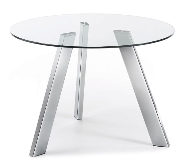 Обеденный стол La Forma COLUMBIA Прозрачный-хром C083C07 110 см-2