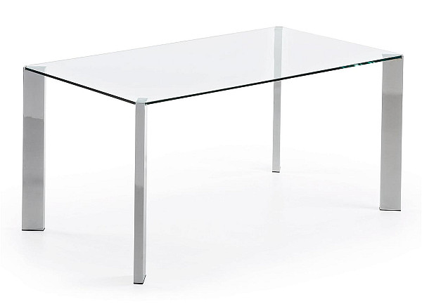 Обеденный стол La Forma CORNER C357C07 Прозрачный-хром 92х162 см-3