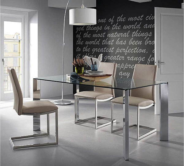 Обеденный стол La Forma CORNER C357C07 Прозрачный-хром 92х162 см-0