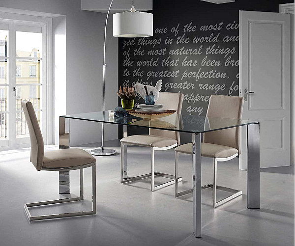 Обеденный стол La Forma CORNER C364C07 Прозрачный-хром 92х142 см-0