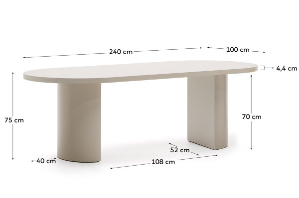 Обеденный стол La Forma Nealy T0100060LL05 Экрю 240х100 см-10