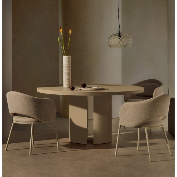 Обеденный стол La Forma Nealy T0300050LL05 Экрю Ø 150 см-0