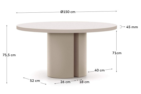 Обеденный стол La Forma Nealy T0300050LL05 Экрю Ø 150 см-10