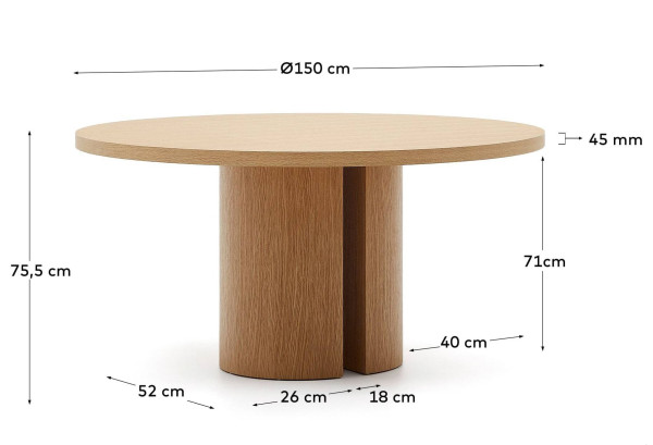 Обеденный стол La Forma Nealy T0300050MM40 Натуральный Ø 150 см-10