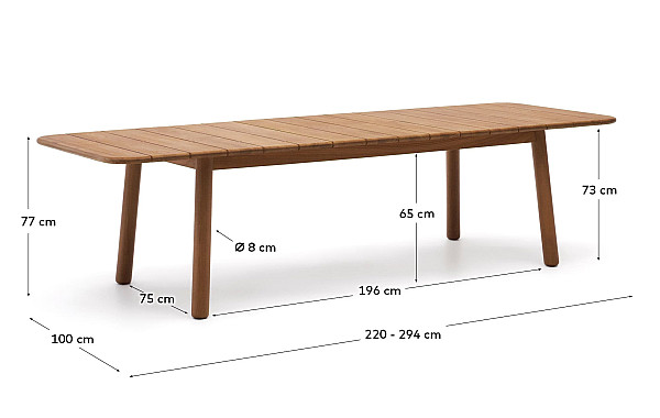 Раскладной обеденный стол La Forma Turqueta J0100094MM47 220 (294) х 100 см-11
