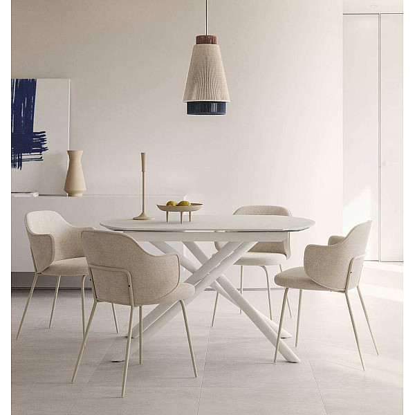 Розкладний обідній стіл La Forma VASHTI 1416T03002KK05 Білий 130 (190) х 100 см-0