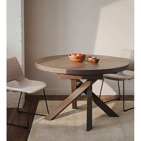 Керамический стол раскладной обеденный La Forma VASHTI 1416T03001KK15 Коричневый 120 (160) х 76 см-0