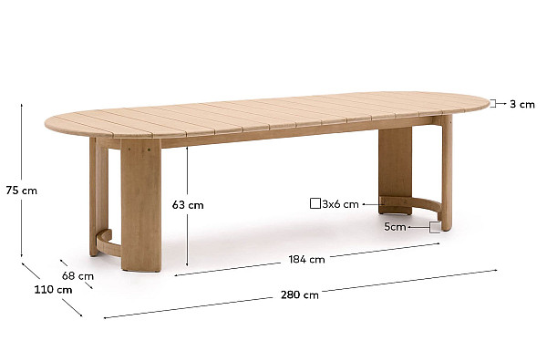 Обідній стіл La Forma Xoriguer J0100104MM46 280х110 см-5