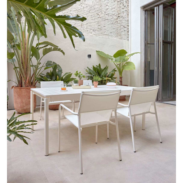 Розкладний обідній садовий стіл La Forma ZALTANA LH0722R33 Білий 140 (200) x 90 см-0