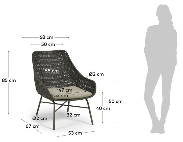 Крісло La Forma ABELI CC2243J19 Оливковий-9