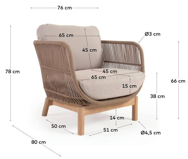 Крісло La Forma CATALINA YG0193J12 Бежевий-15