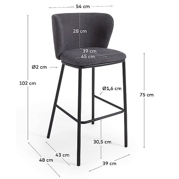 Барный стул La Forma CISELIA CC3001KY15 Темно-серый ткань Синель-9