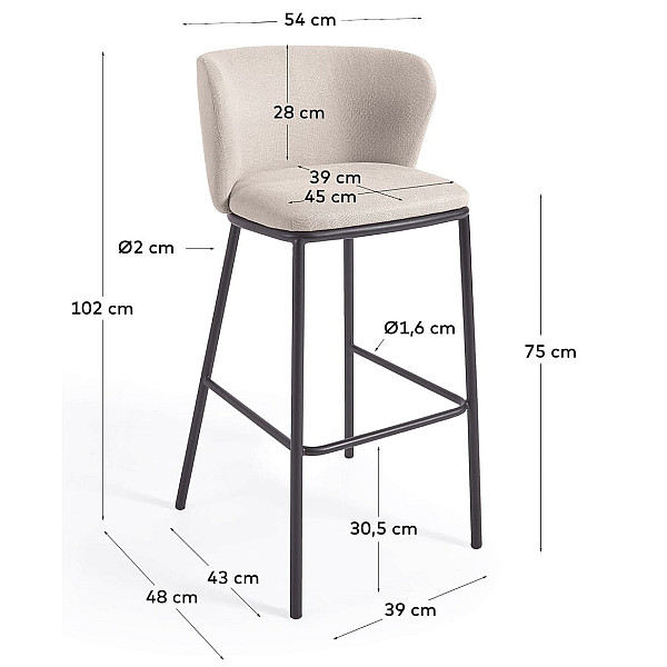 Барный стул La Forma CISELIA CC3001KY12 Бежевый ткань Синель-9
