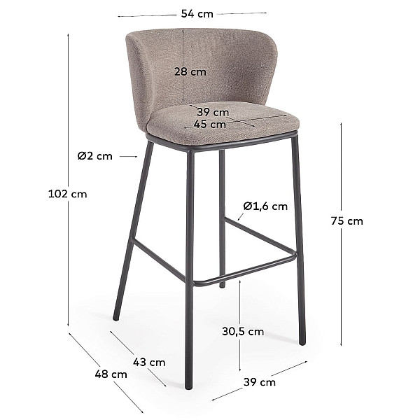 Барний стілець La Forma CISELIA CC3001KY10 Коричневий тканина Синель-9