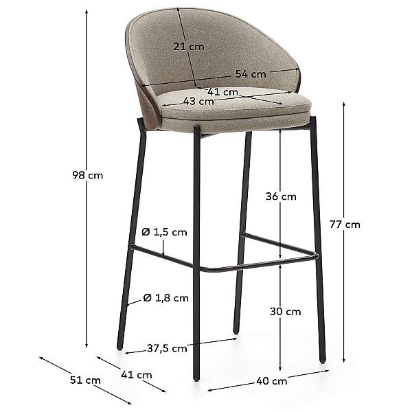 Барный стул La Forma EAMY C0600001HE033 Бежевый-коричневый-8