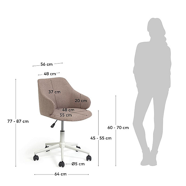 Стул на колесиках La Forma Einara CC2261GR24 Розовый-16