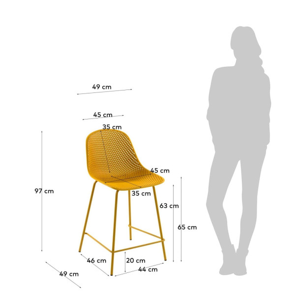 Полубарный стул La Forma Quinby Желтый-4