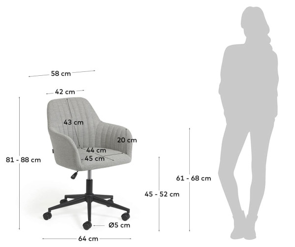 Стул на колесиках La Forma Madina Светло-серый-9
