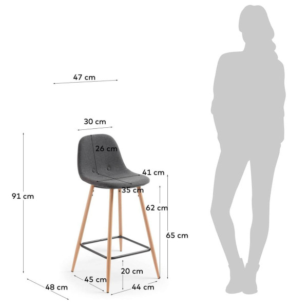 Напівбарний стілець La Forma NILSON Сірий-5