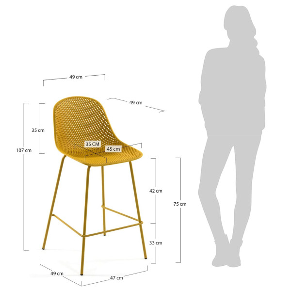 Барный стул La Forma Quinby Желтый-6
