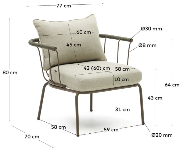 Крісло La Forma SALGUER J1700007RR19 Коричневий-10