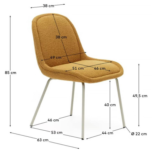 Стілець La Forma AIMIN CC6853J81 Гірчичний букле Стілець La Forma AIMIN CC6853J81 Гірчичний букле-11