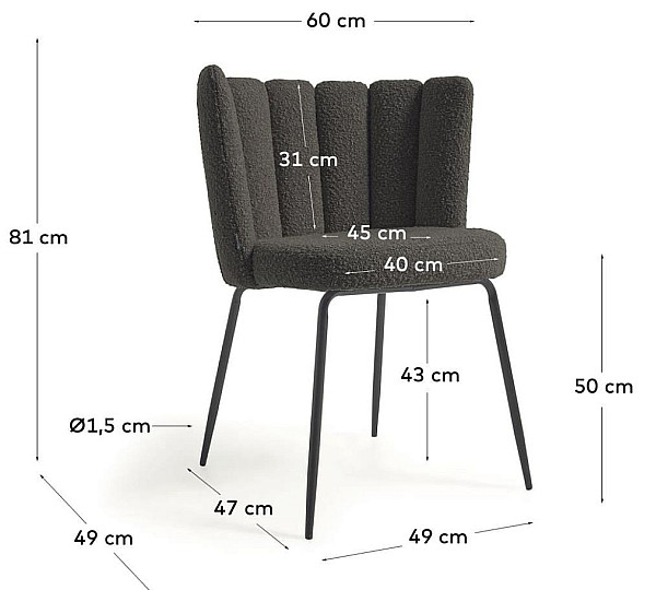 Стілець La Forma Aniela CC2025J01 Чорний букле-10