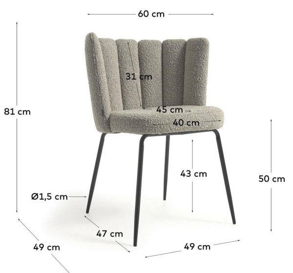 Стул La Forma Aniela CC2025J14 Серый букле-14