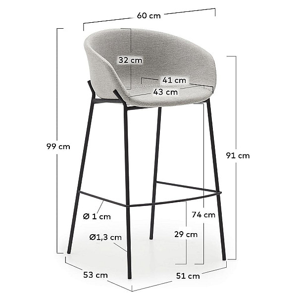 Барный стул La Forma YVETTE CC1081VD14 Серый ткань-8