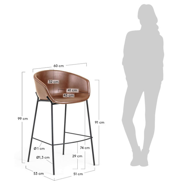Барный стул La Forma ZADINE CC1081U10 Коричневый экокожа-8