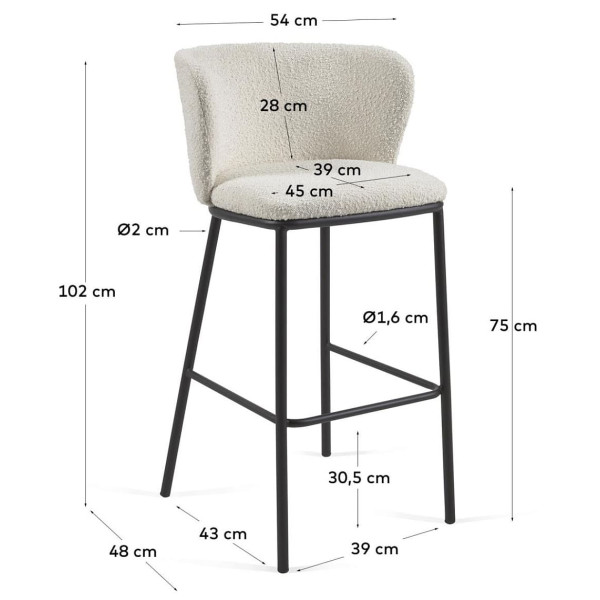 Барний стілець La Forma CISELIA CC3001J33 Білий букле-12