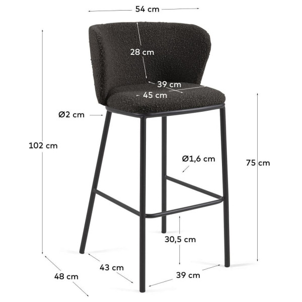 Барный стул La Forma CISELIA CC3001J01 Черный букле-8