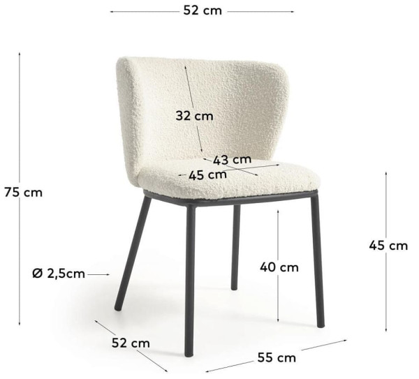 Стул La Forma Ciselia CC3000J33 Белый букле-11