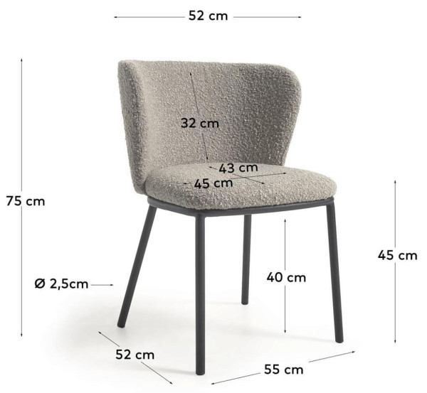 Стілець La Forma Ciselia CC3000J14 Світло-сірий букле-13