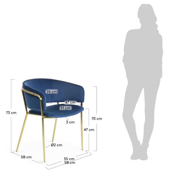 Крісло La Forma KONNIE Синій велюр-5