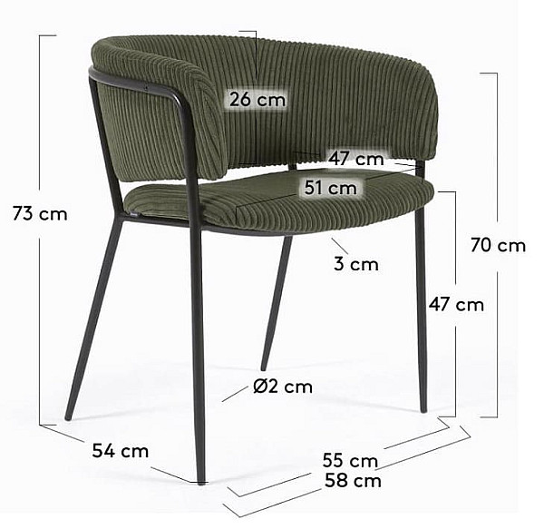 Крісло La Forma KONNIE Зелений вельвет CC0297LN19-9