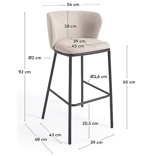 Напівбарний стілець La Forma CISELIA CC3001KY12H Бежевий тканина синель-7