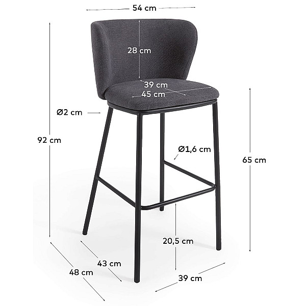 Полубарный стул La Forma CISELIA CC3001KY15H Темно-серый ткань синель-7