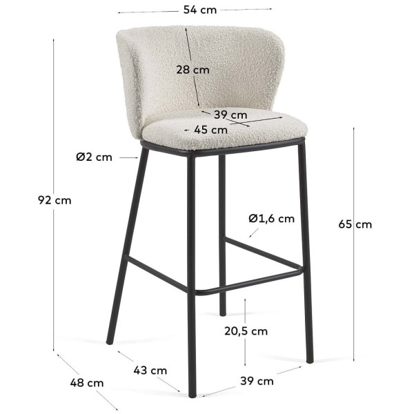 Полубарный стул La Forma CISELIA CC3001J33H Белый букле-12